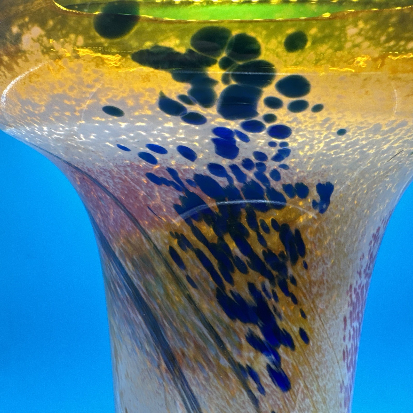 Stunning EARL O. JAMES Art Glass Vase Vintage Signed 10.5” Tall Abstract Colors