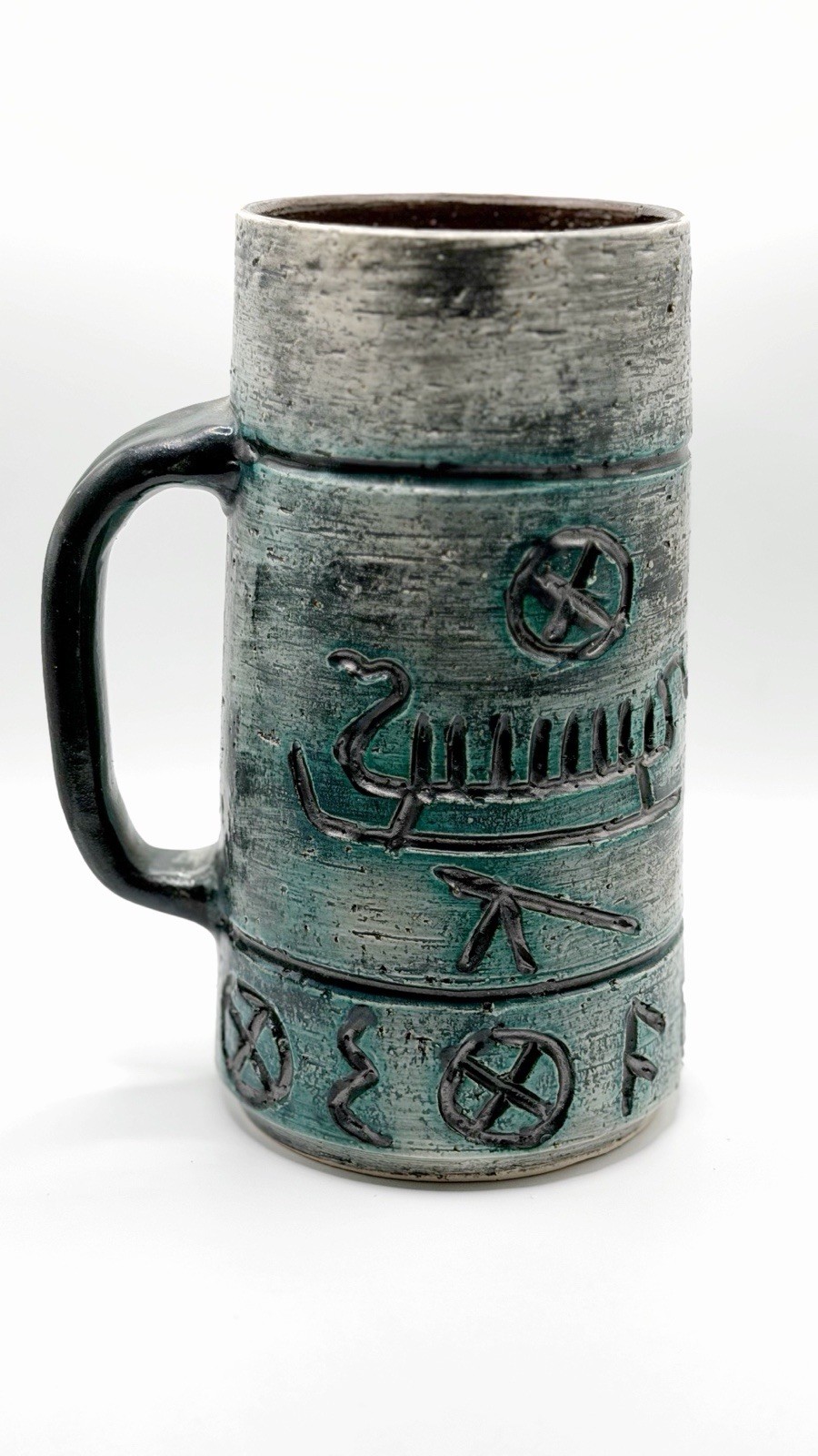 Vintage AROL Scandinavian Art Clay Pottery Cup/Mug Scandinavian Nordic Runes