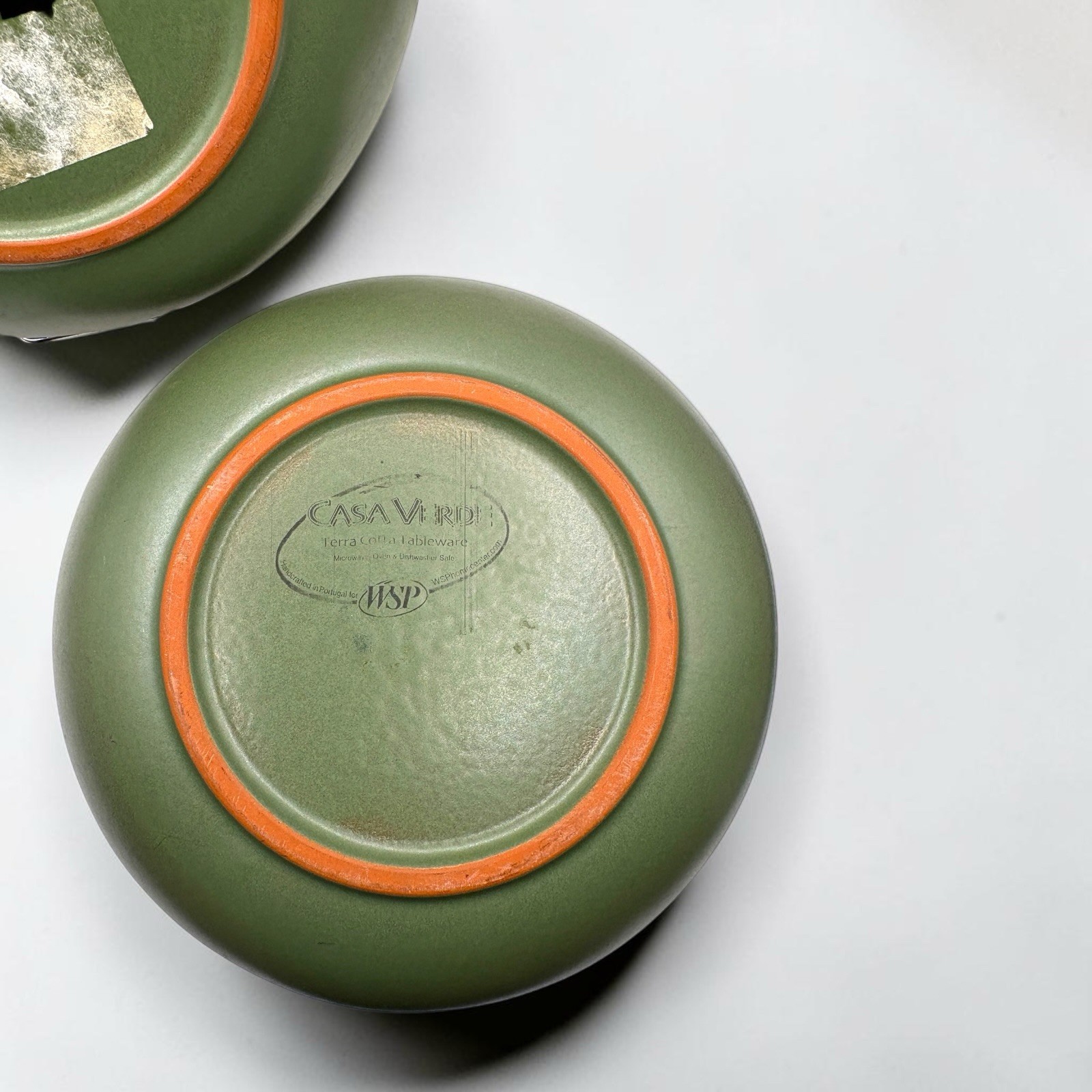 Casa Verde WSP Set Of 2 Stoneware 7.5” Bowls Terracotta w/ Green Glaze EUC HTF