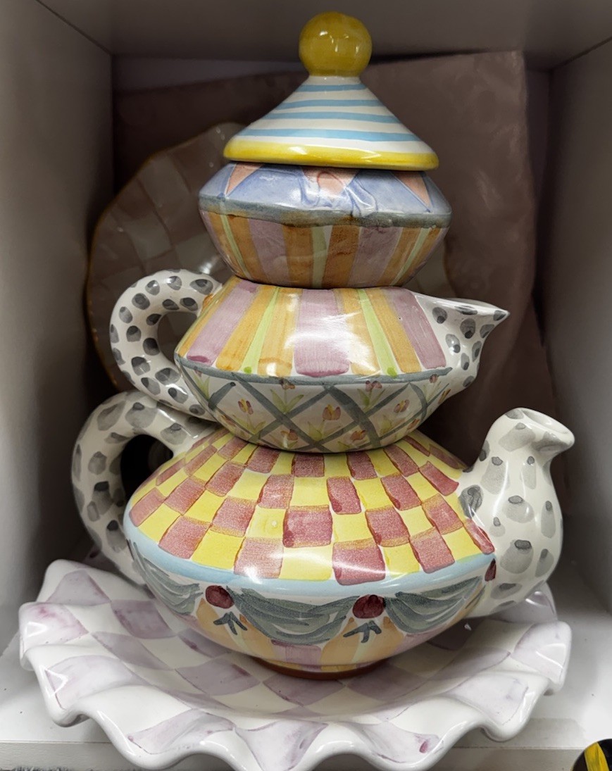 Vintage Mackenzie Childs Stacking High Tea Set 1993 Wall court
