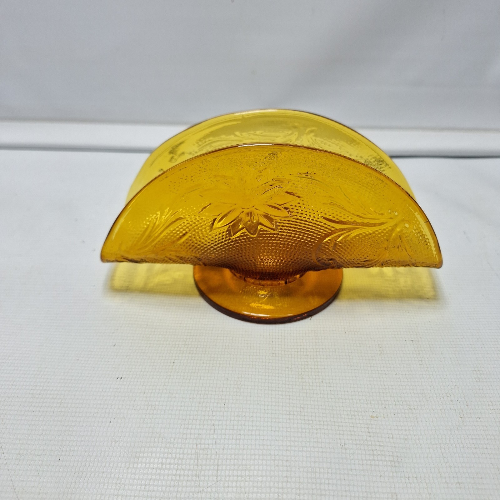Vintage Indiana Tiara Pressed Sandwich Glass Amber Napkin Holder Letter Holder