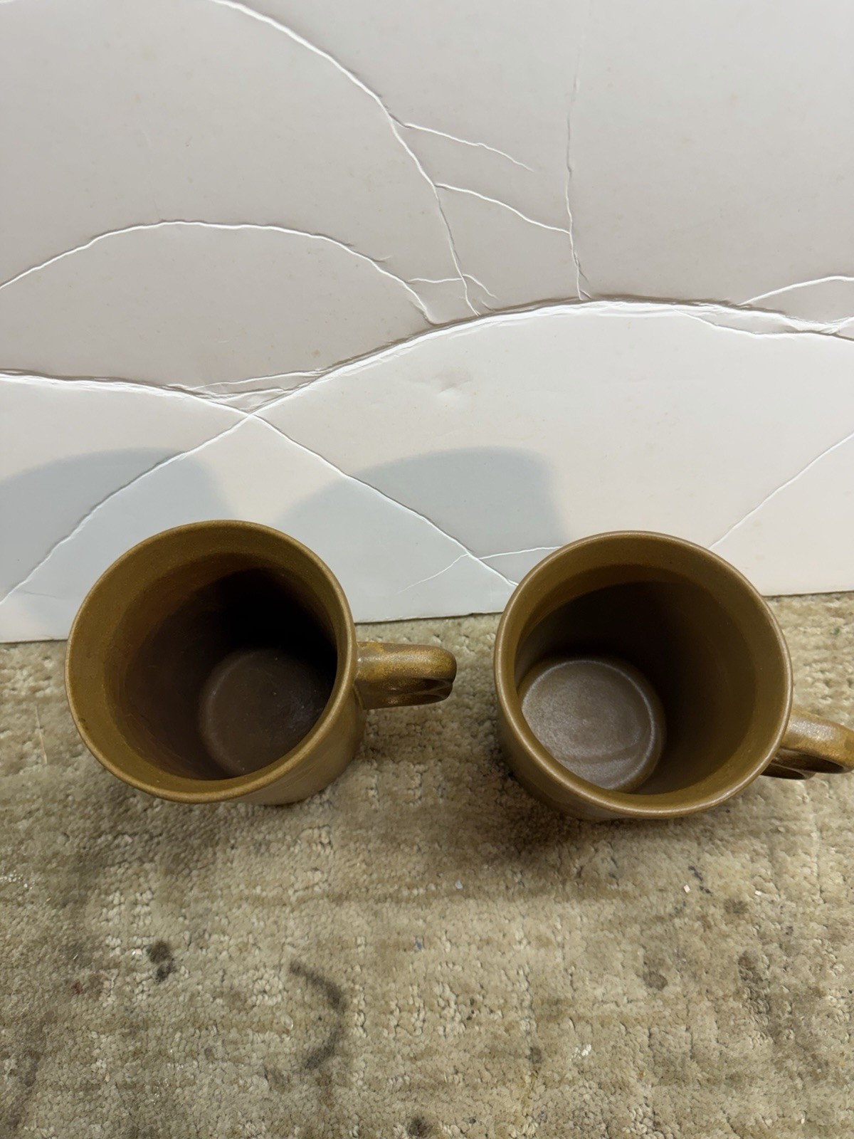 Set Of 2 Bennington Pottery Trigger Mugs Matte Tawny mustard #1340