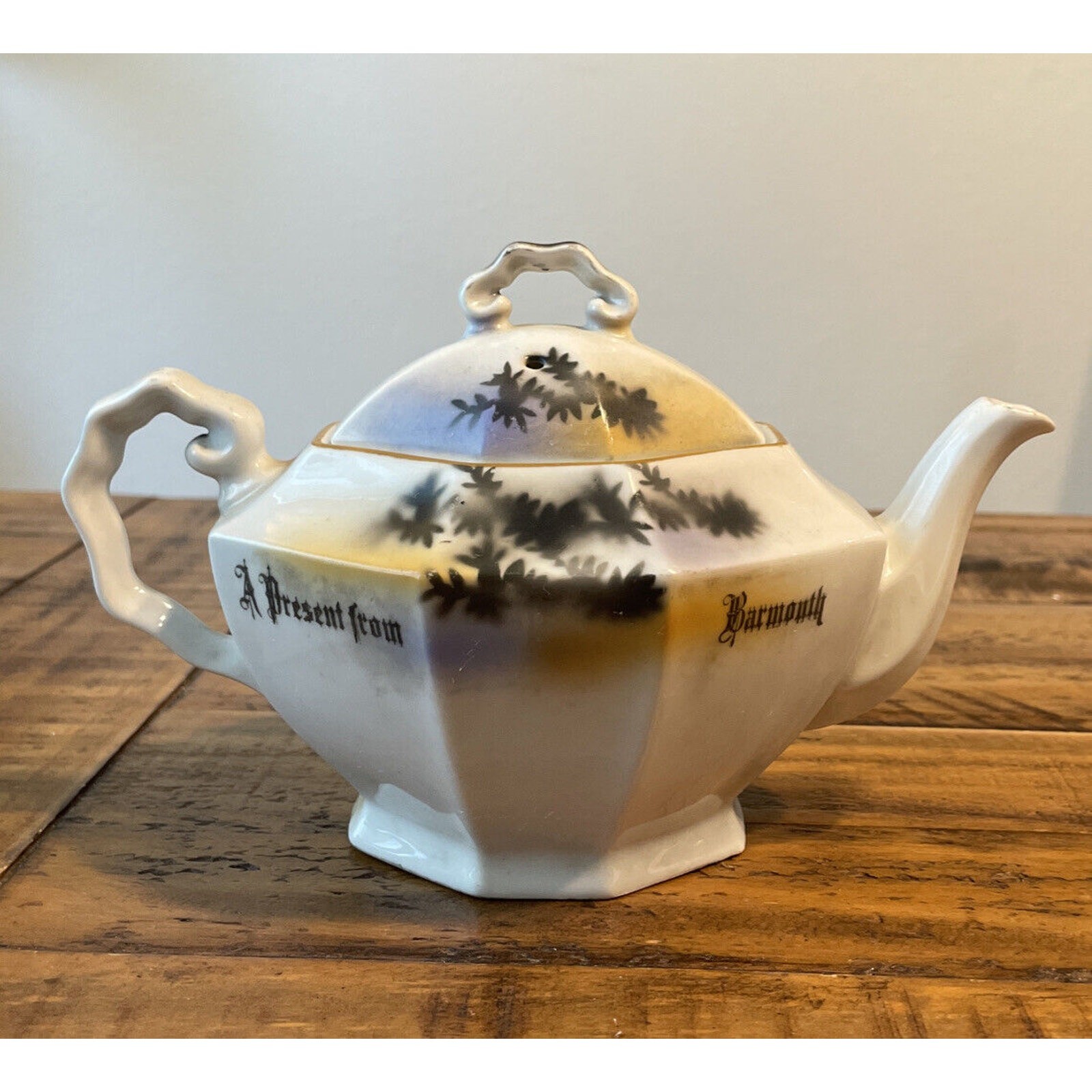 VTG TEAPOT 2 cups. Souvenir ART DECO“A present from Barmouth” ME Baveria