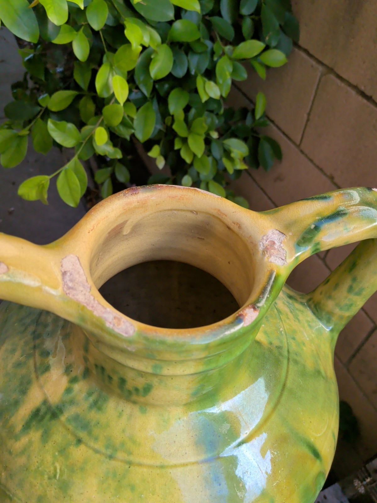 FRENCH ANTIQUE WATER JUG POTTERY VINTAGE CRUCHE EARTHENWARE CERAMIC VESSEL