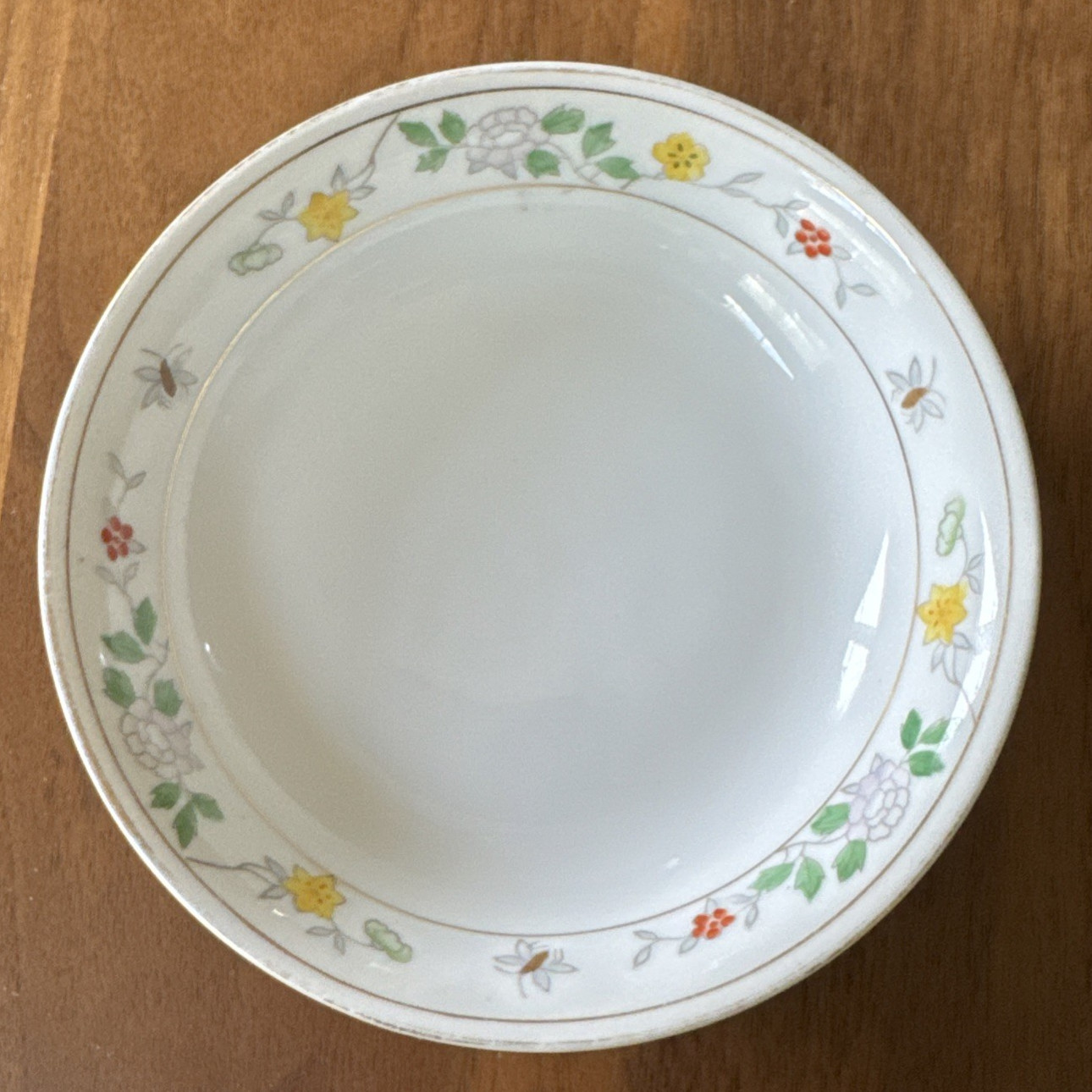 Noritake Field Japan N1611 5” Floral Bee Gold Rim Sauce Dessert Bowl MCM READ