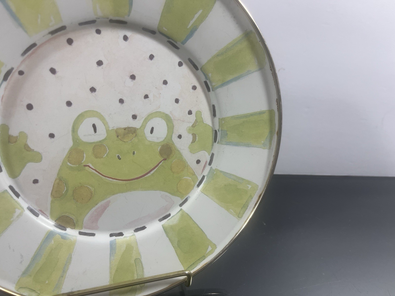 Vintage McKenzie Childs Enamelware 8” Frog Plate