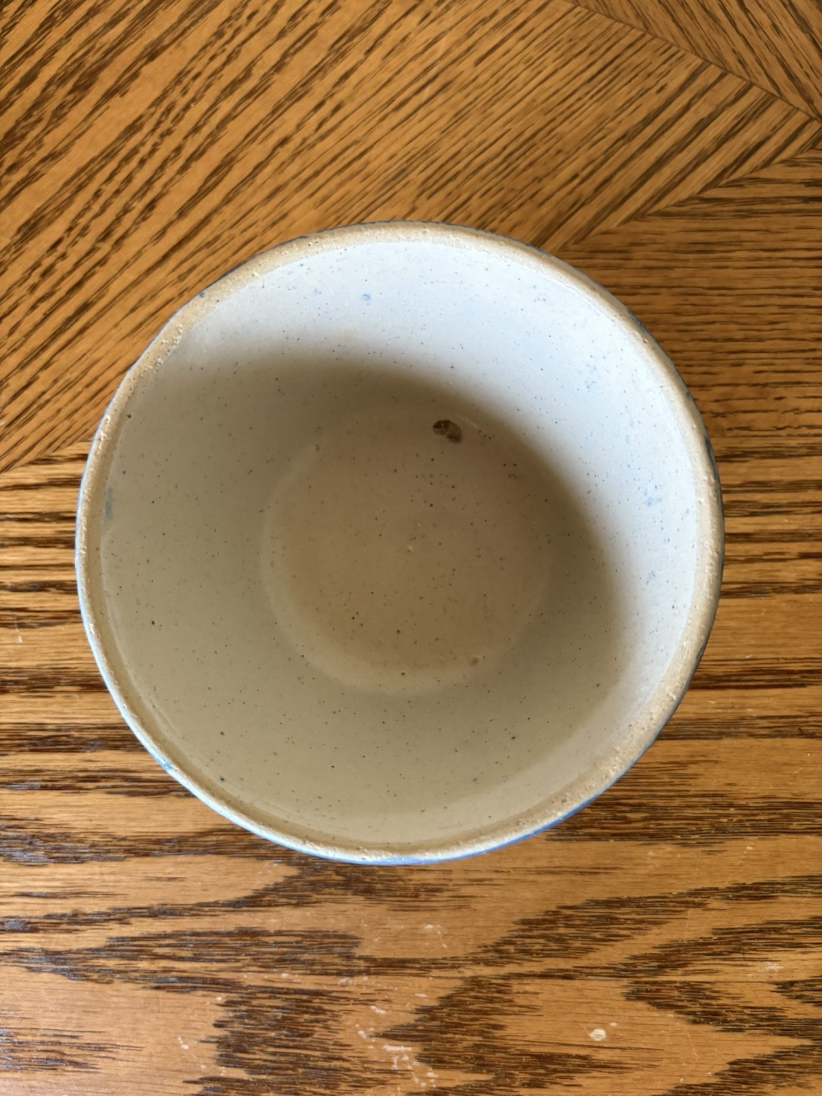 Blue Salt Glazed Stoneware 5 1/4” Mixing Bowl Wedding Ring Pattern