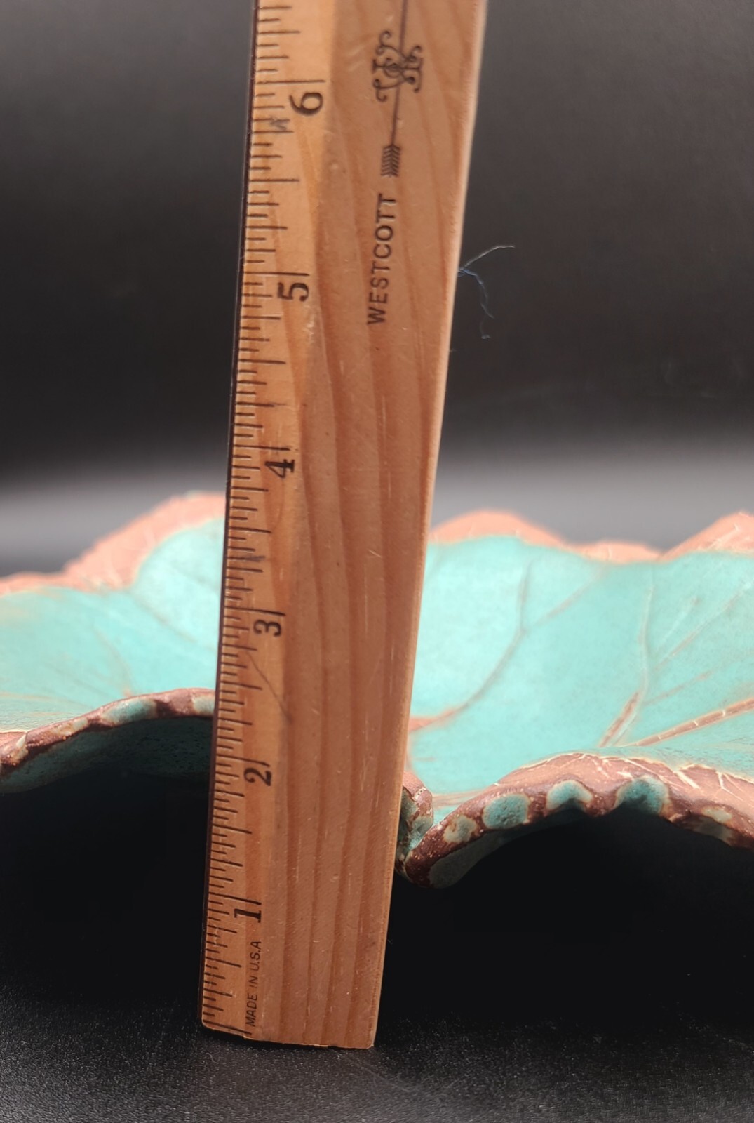 Large Studio Art Pottery Turquoise Maple Leaf Bowl Serving Dish 2007 SIGNED