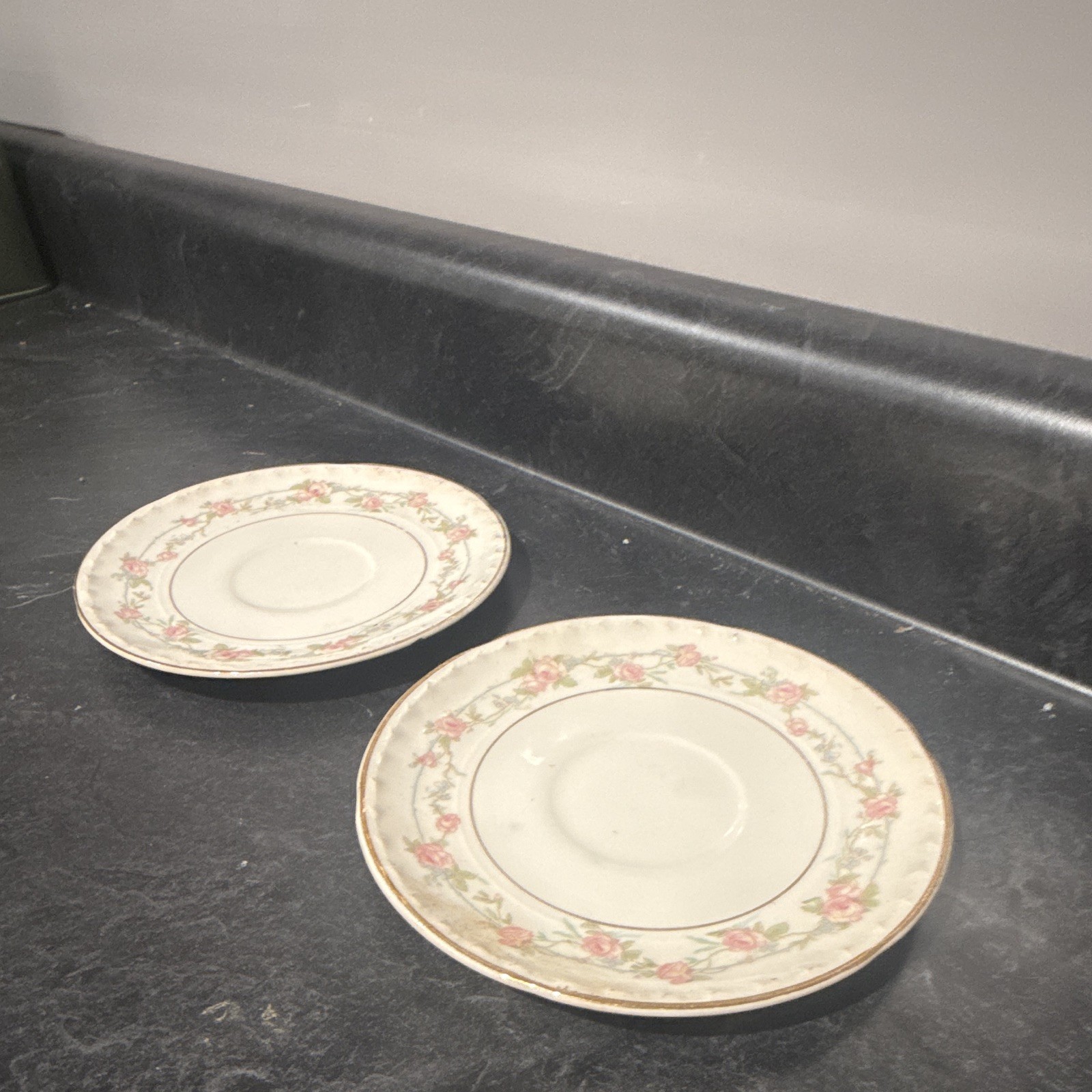Crooksville China Co. H-P USA Floral White Pink Green Gold partial set