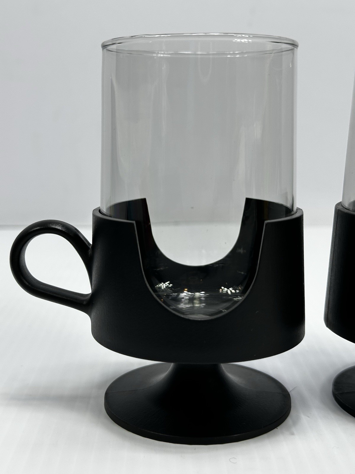 Vintage Corning Glas-Snap Mugs Black Cup Large 10-12 oz Hot Cold Set of 2