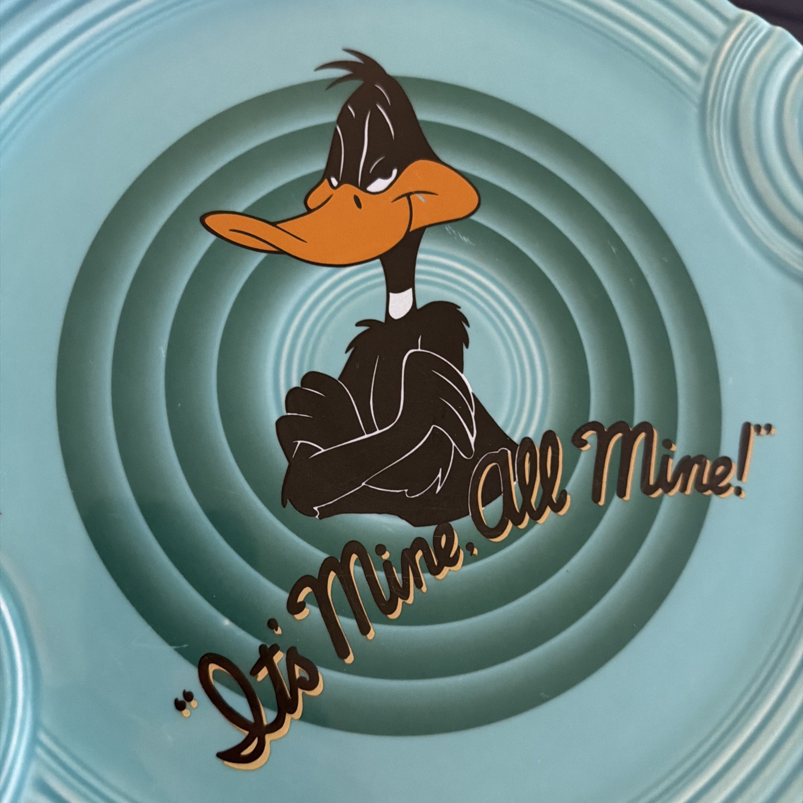 Rare FIESTA Looney Tunes DAFFY DUCK “It’s All Mine TAB HANDLE Cake PLATE Platter