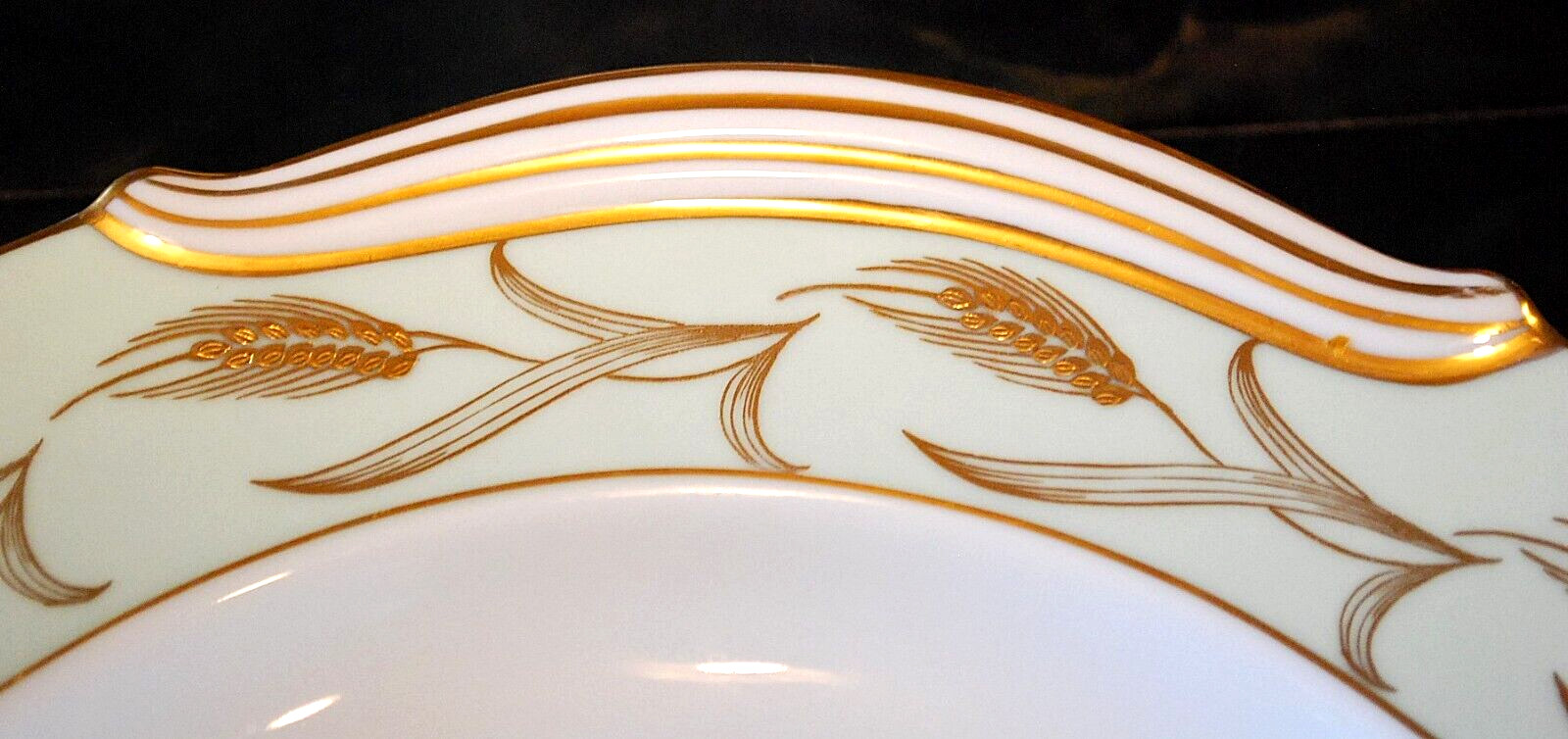 Set 2 Vintage Noritake ALICE Platters 16″ & 12″ GOLD WHEAT ON AQUA BAND c1951