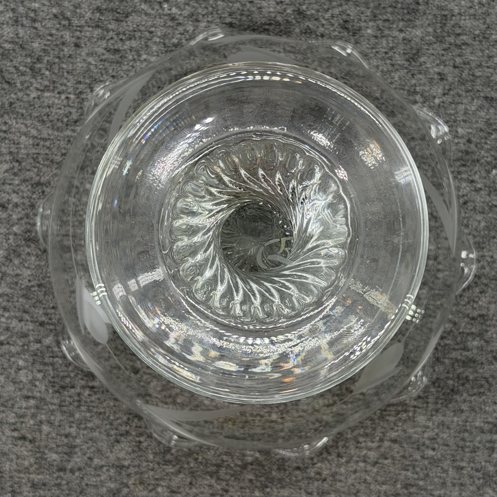 Vintage Glass Footed Pedestal Candy Dish Fruit Bowl Etched Floral Design 5 Inch