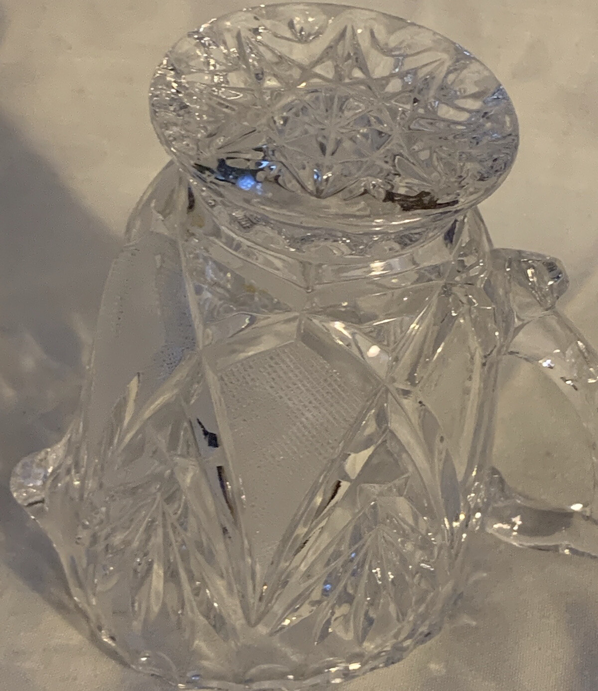 VTG FTD 1985 Diamond Pattern Crystal Clear Glass Milk Pitcher Vase