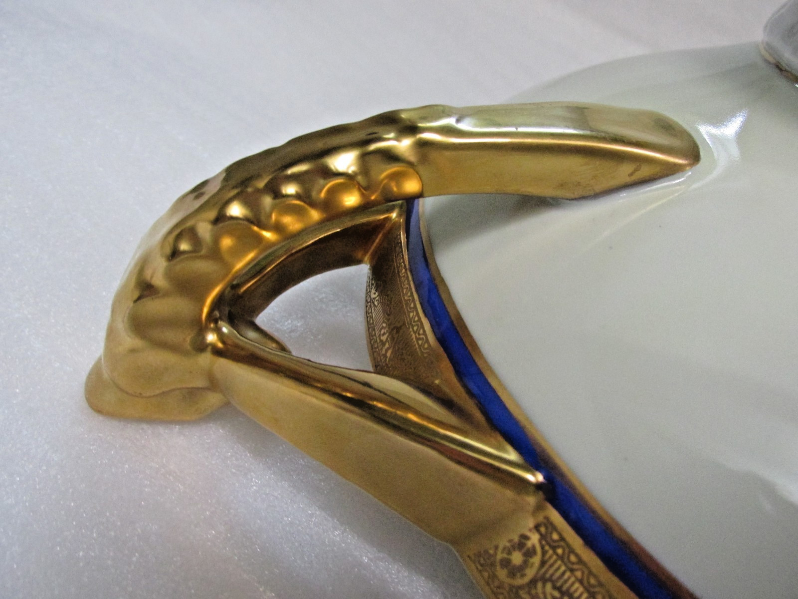 J. S. Maier & Co. Gold & Cobalt Blue Covered Serving Dish