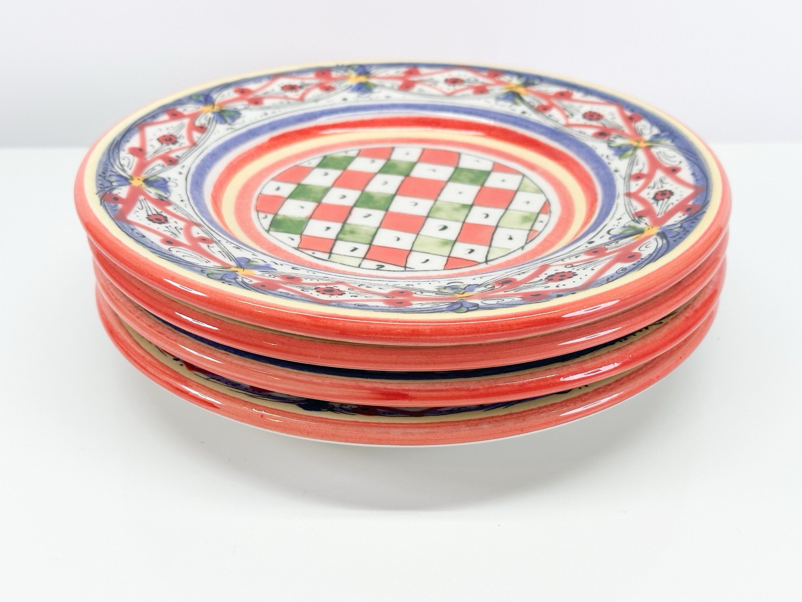 Set Of 4 Williams Sonoma LUCCA Stoneware Salad Dessert Plates 9” Made In Italy
