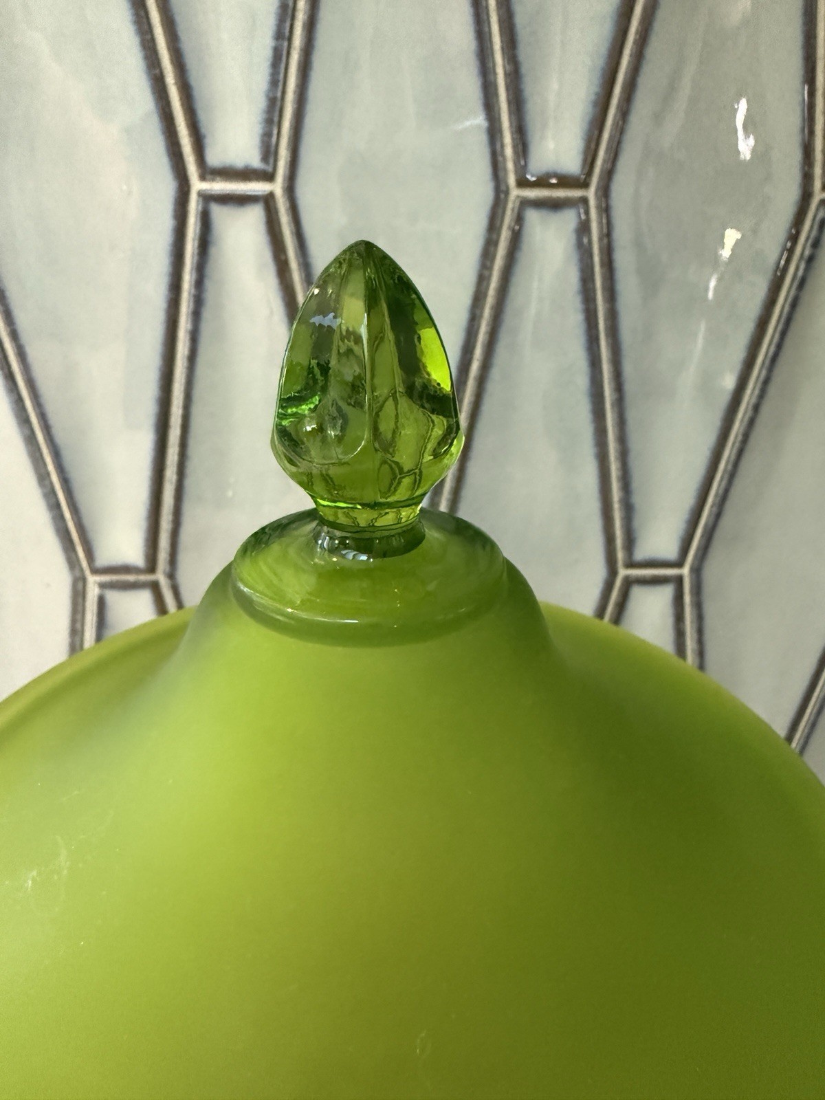 Westmoreland Olive Green Satin Glass Covered Candy Dish Pedestal Compote