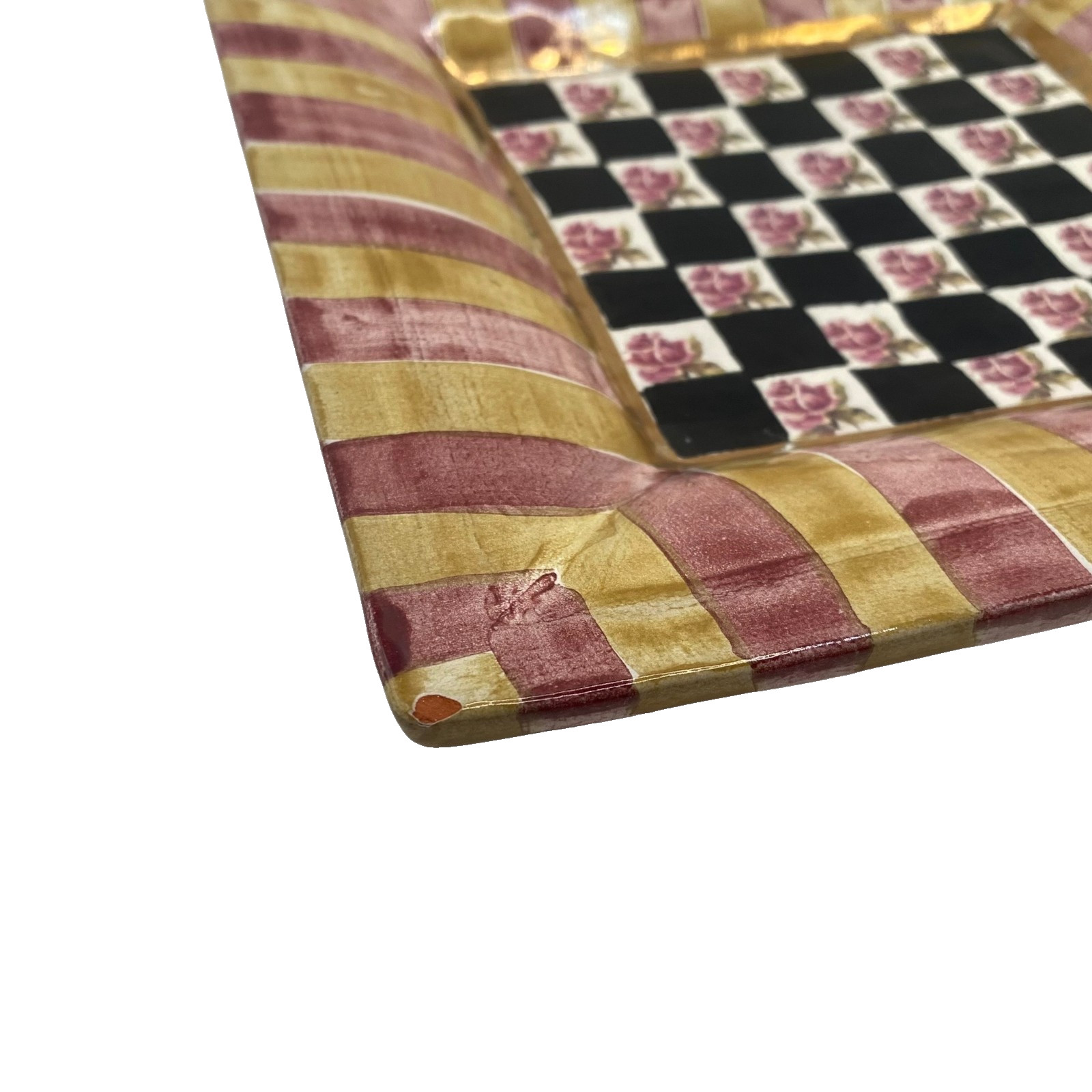 Vintage MacKenzie-Childs Torquay Frank & Mustard 9.5″ Square Platter Plate