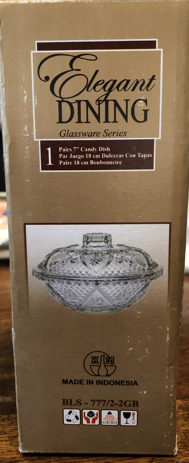 Elegant Dining Glasswear Series 7” Candy Dish With Lid New In Box!