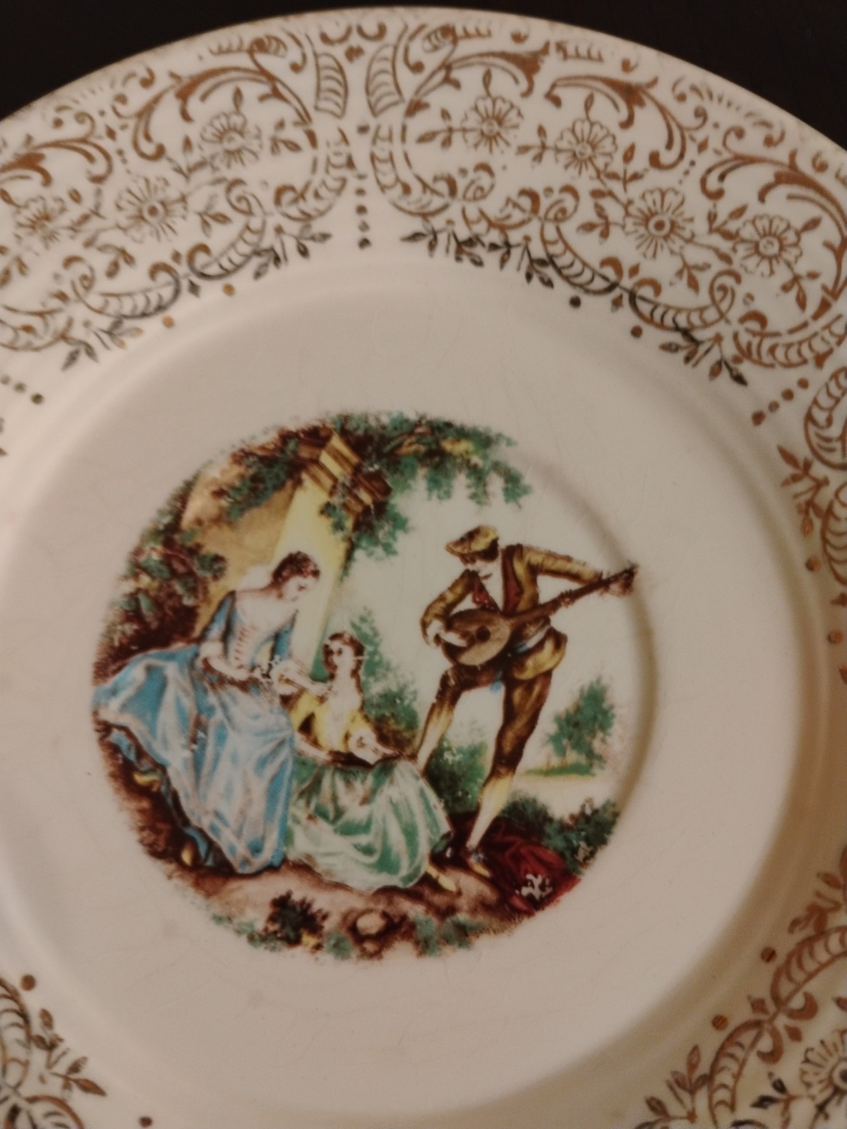 Vintage AMERICAN LIMOGES TRIUMPH CHINA D’OR Serenade 22K Gold 1T-S284 6” Plate