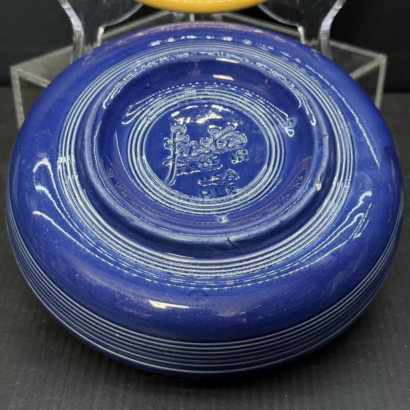 Vintage Fiesta Dessert Bowls Original Cobalt Blue & Yellow Wet Foot HLC 6 1/4”