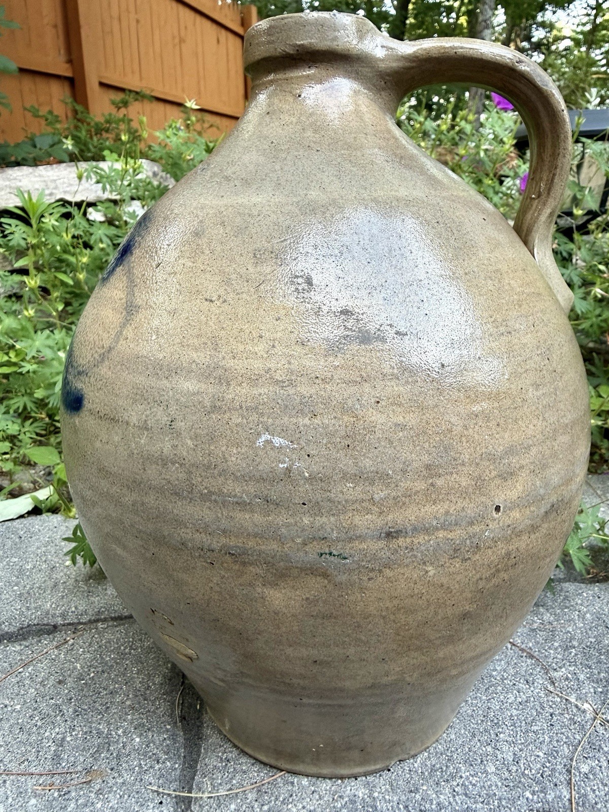 Israel Seymour, Troy, New York Stoneware Ovoid Jug – Cobalt Blue Decoration