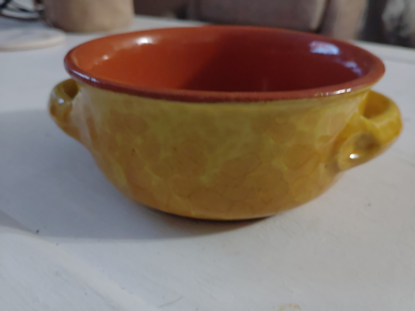 Authentic Italian Soup Bowl Yellow Hammered Look Finish 5.5″ Diameter 2.5″ High