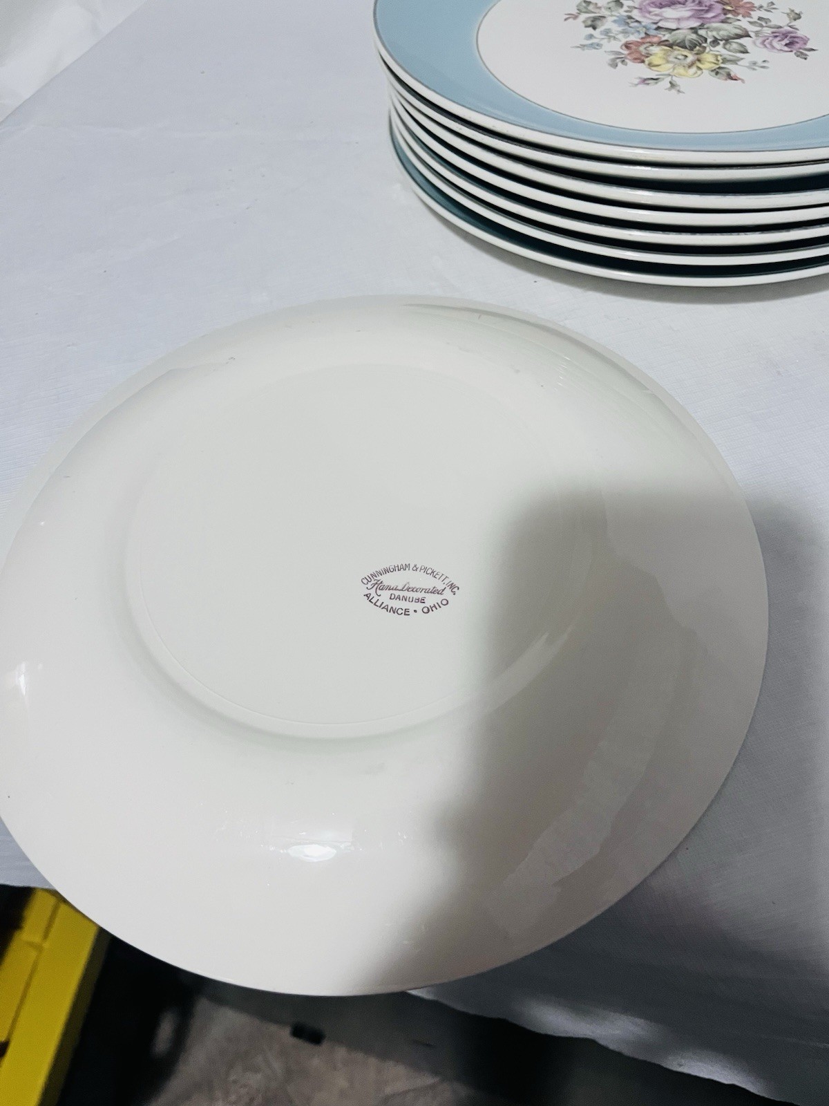 Cunningham & Pickett DANUBE Dinner Plate SET of 8 FLORAL Hand Painted 10.25″