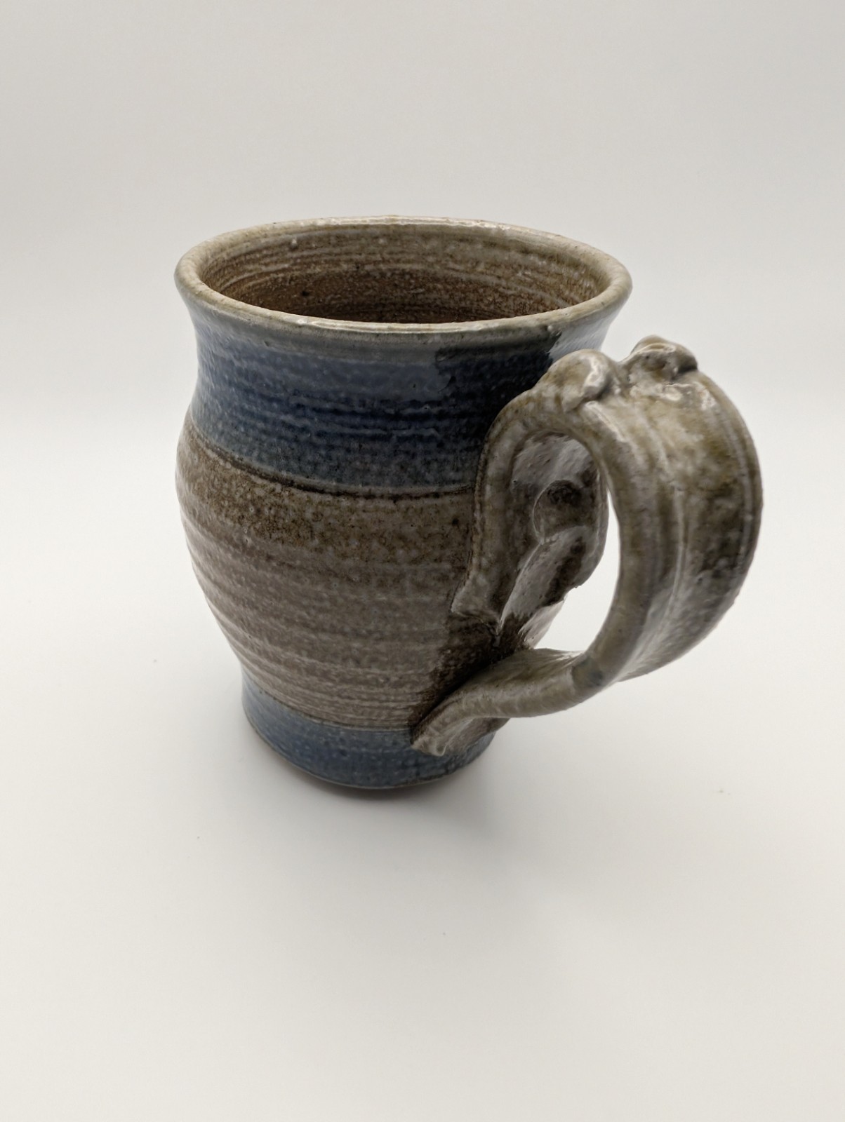 Stoneware Pottery Ceramic Mug Coffee Cup Blue & Brown & Gray