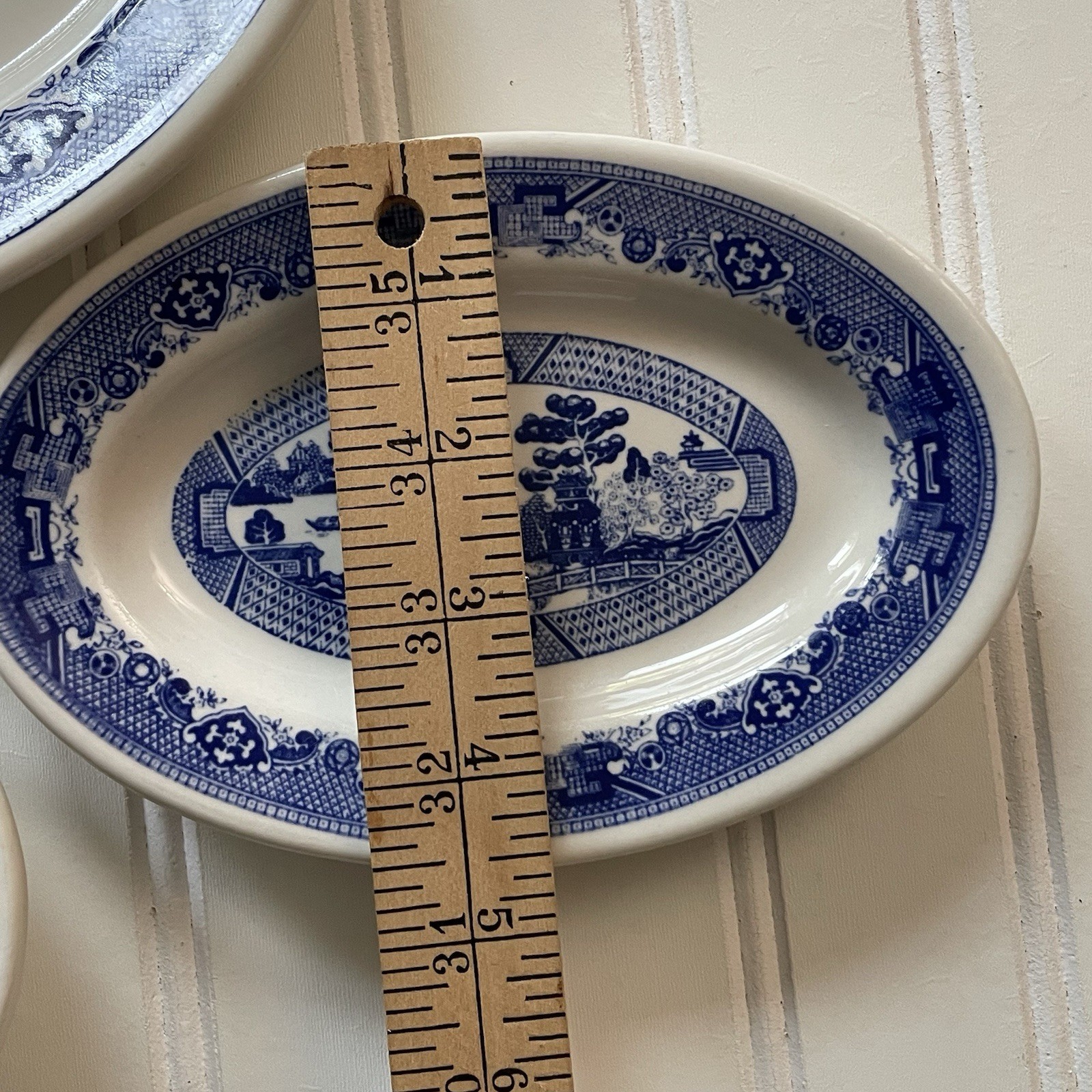 Vtg Buffalo China Blue Willow Restaurant Ware Oval Platter Set 3 Serving Plates