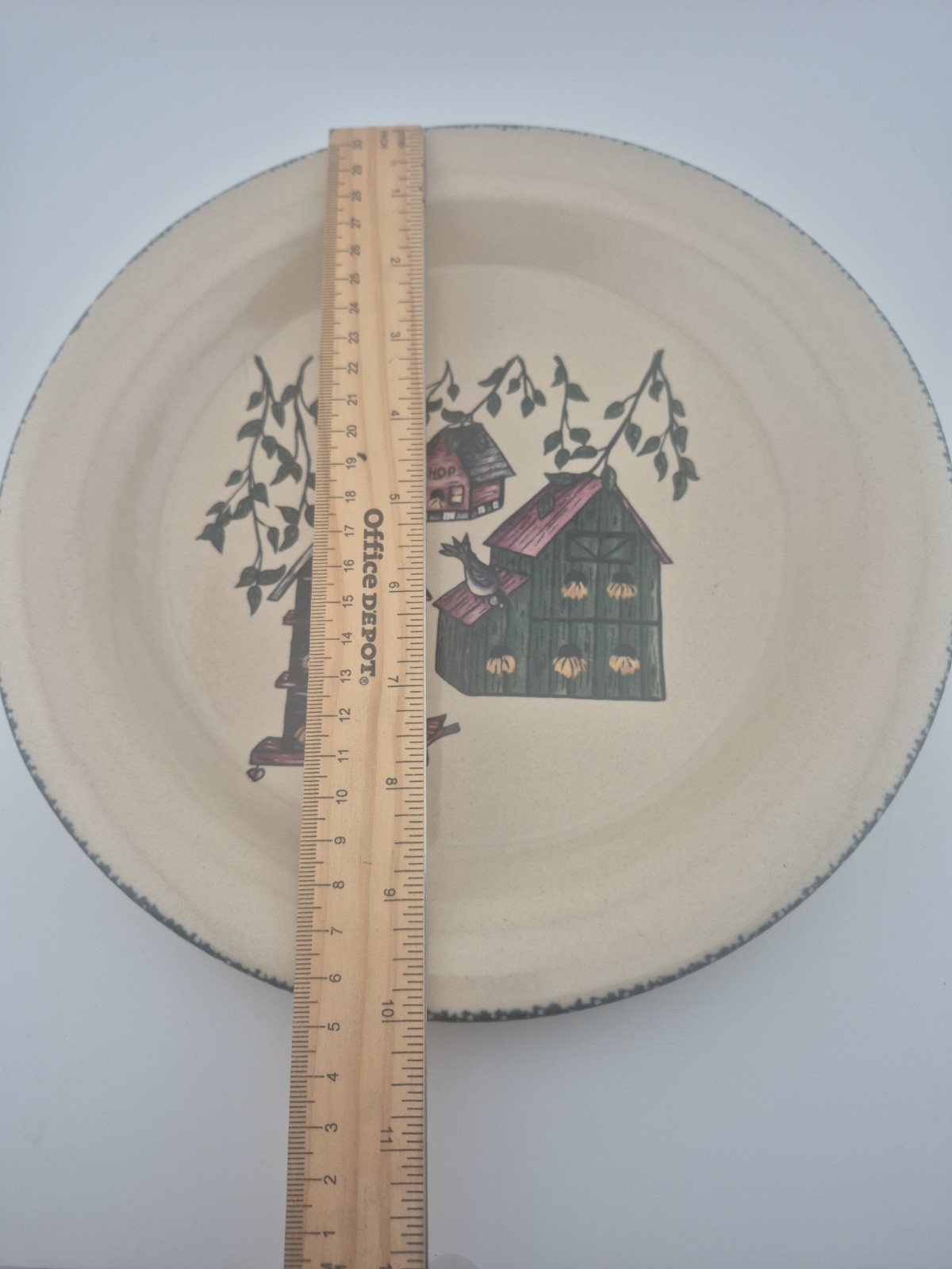 Home & Garden Party Handmade Ceramic Plate 10″ Country House Birdhouse Replace