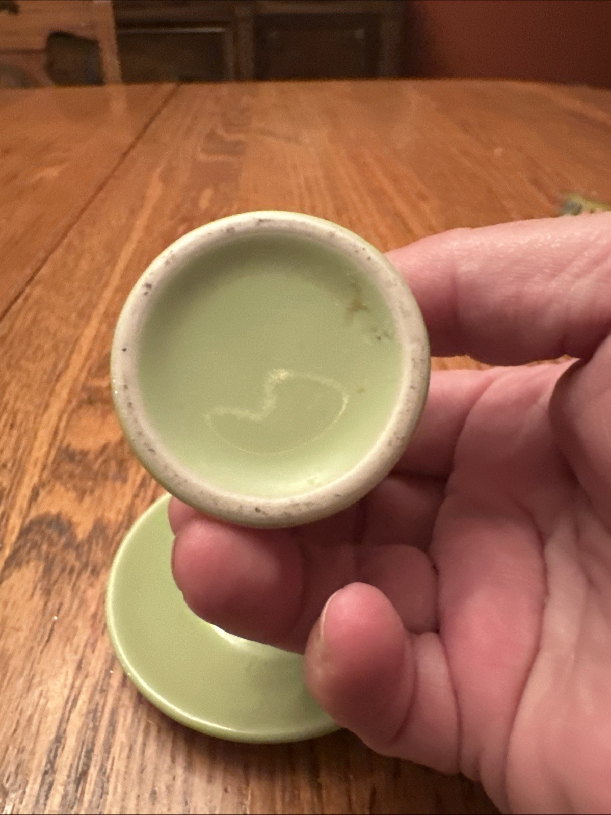 Creamer And Saucer Light Green Unbranded Small Display Vintage