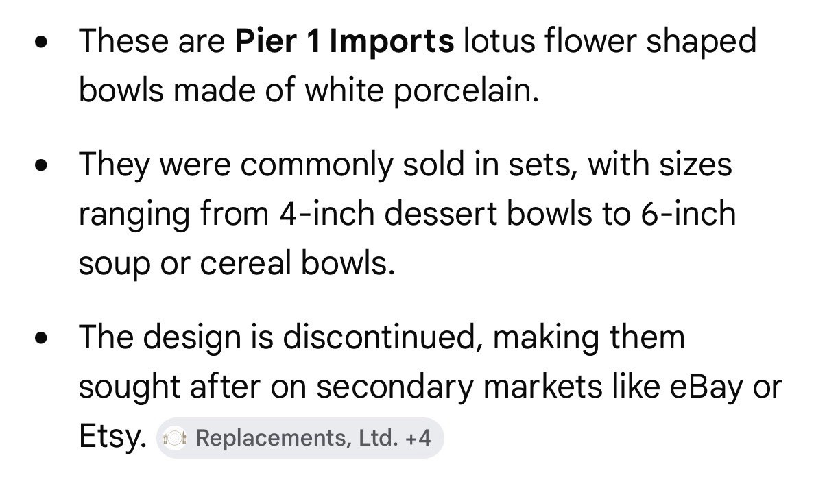 PIER 1 IMPORTS, WHITE LOTUS Porcelain Tulips All Purpose Rice Bowls Estate Find!