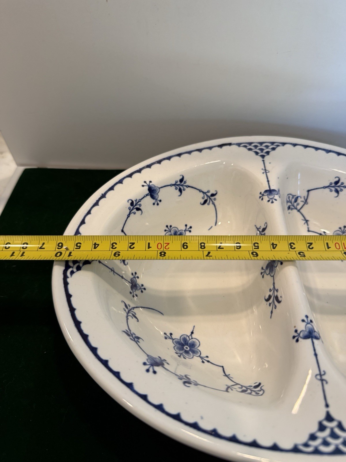 RARE Furnivals Denmark Blue Oval Divided Vegetable Bowl