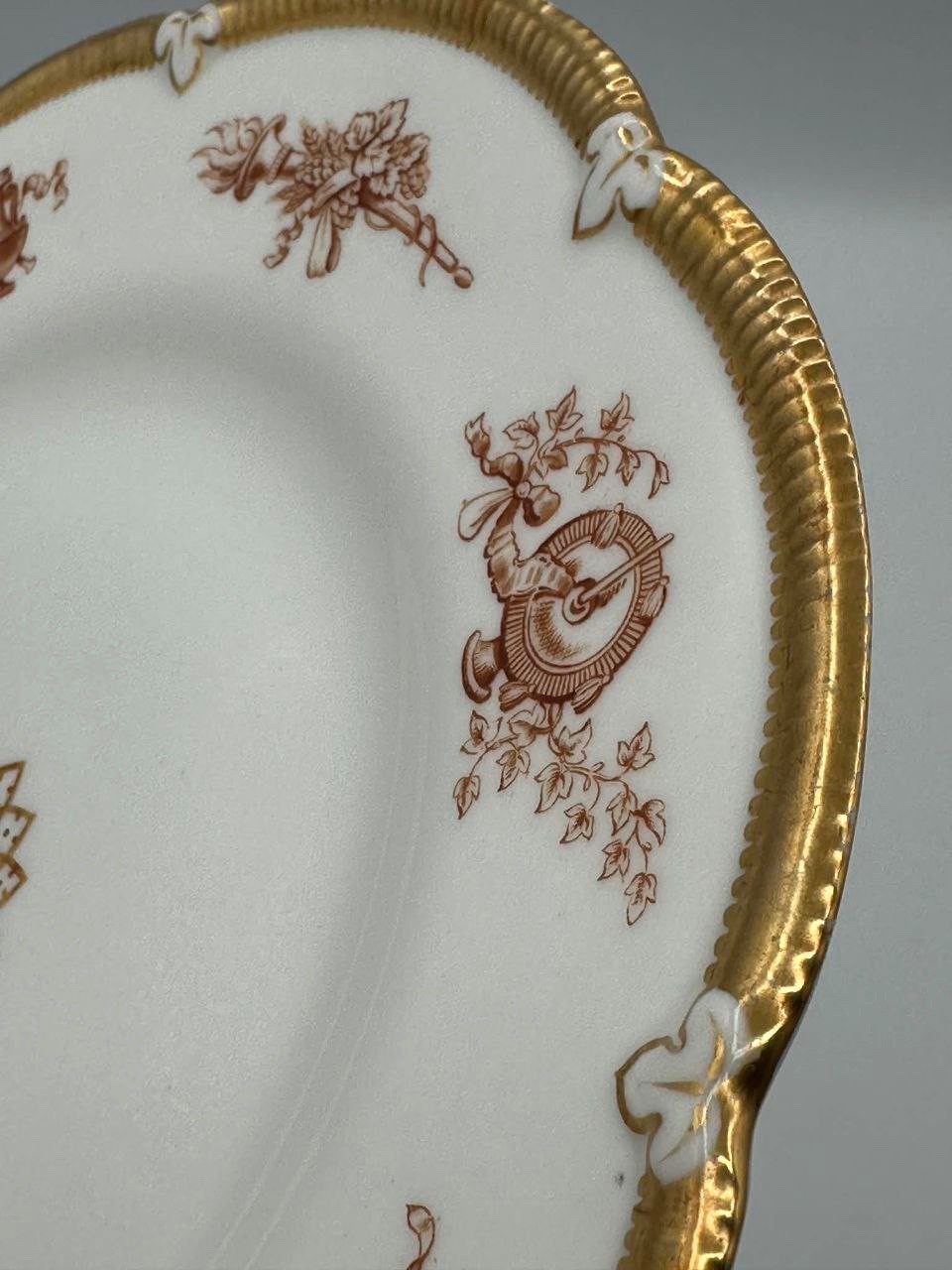 Set 4 Antique Victorian British Registered Design Plates 9″ Gilt c.1870s
