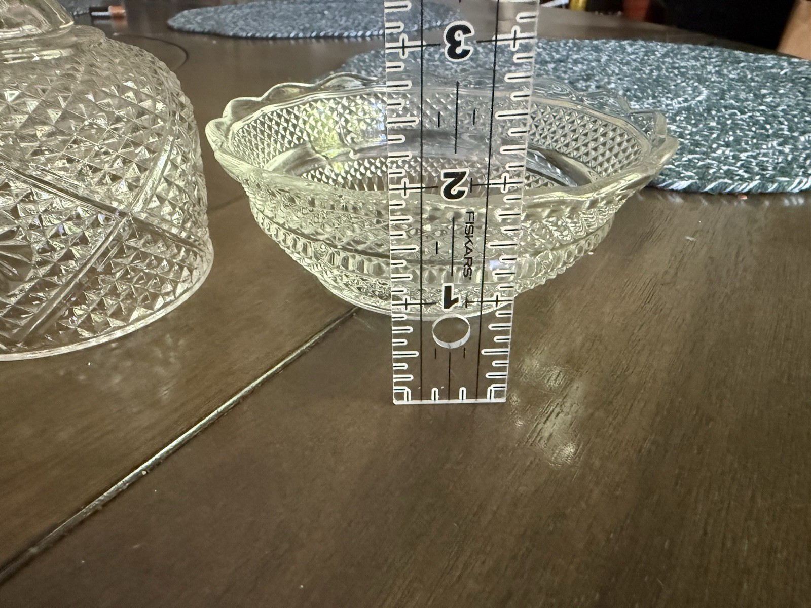 Vintage Pressed Glass Covered Candy Dish Dresser Jar With Underplate