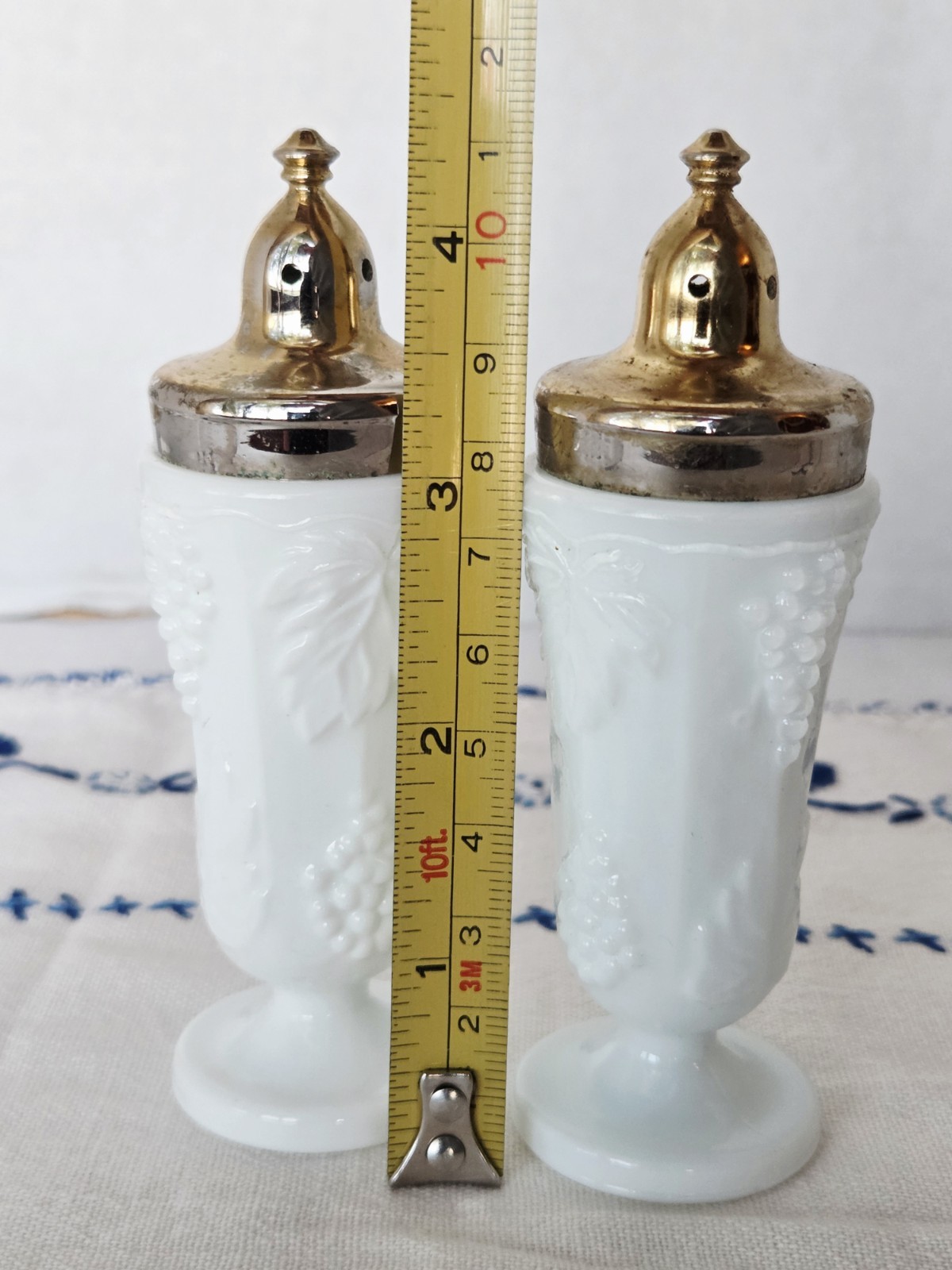 Vintage Milk Glass Salt & Pepper Shakers, Indiana Glass Harvest Grape Paneled