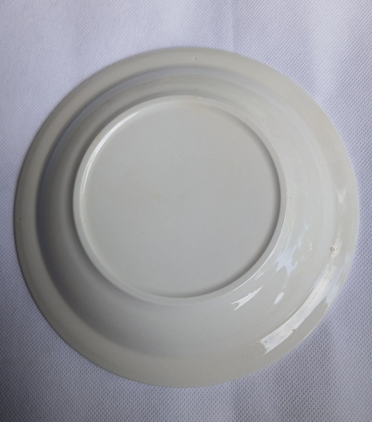 Ceramic Decorative Plate Blue Border Kitchen Motif Round Glossy Multicolor