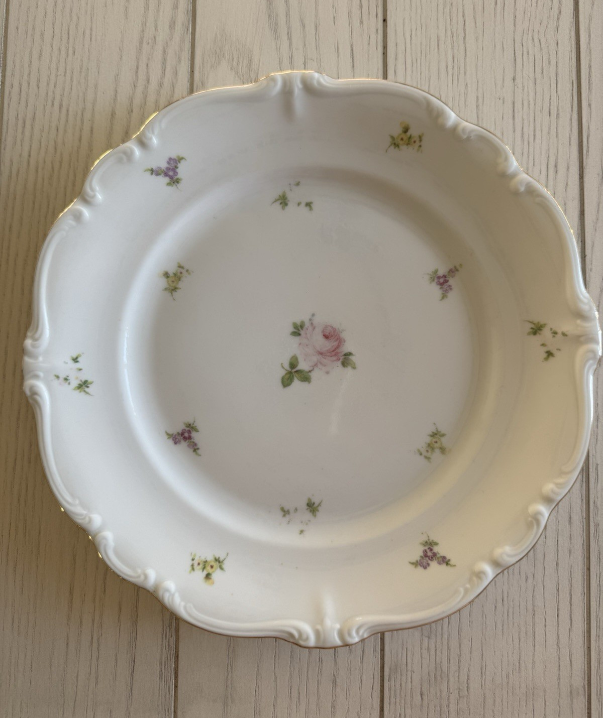 Johann Haviland Rosebud Bavaria Germany Porcelain Floral Plate White Pink Green