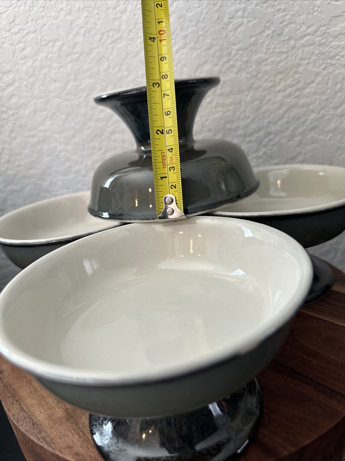 (4) Mikasa Japan Pottery Multicolor Grey Crudités Sorbet Dessert Footed Bowls