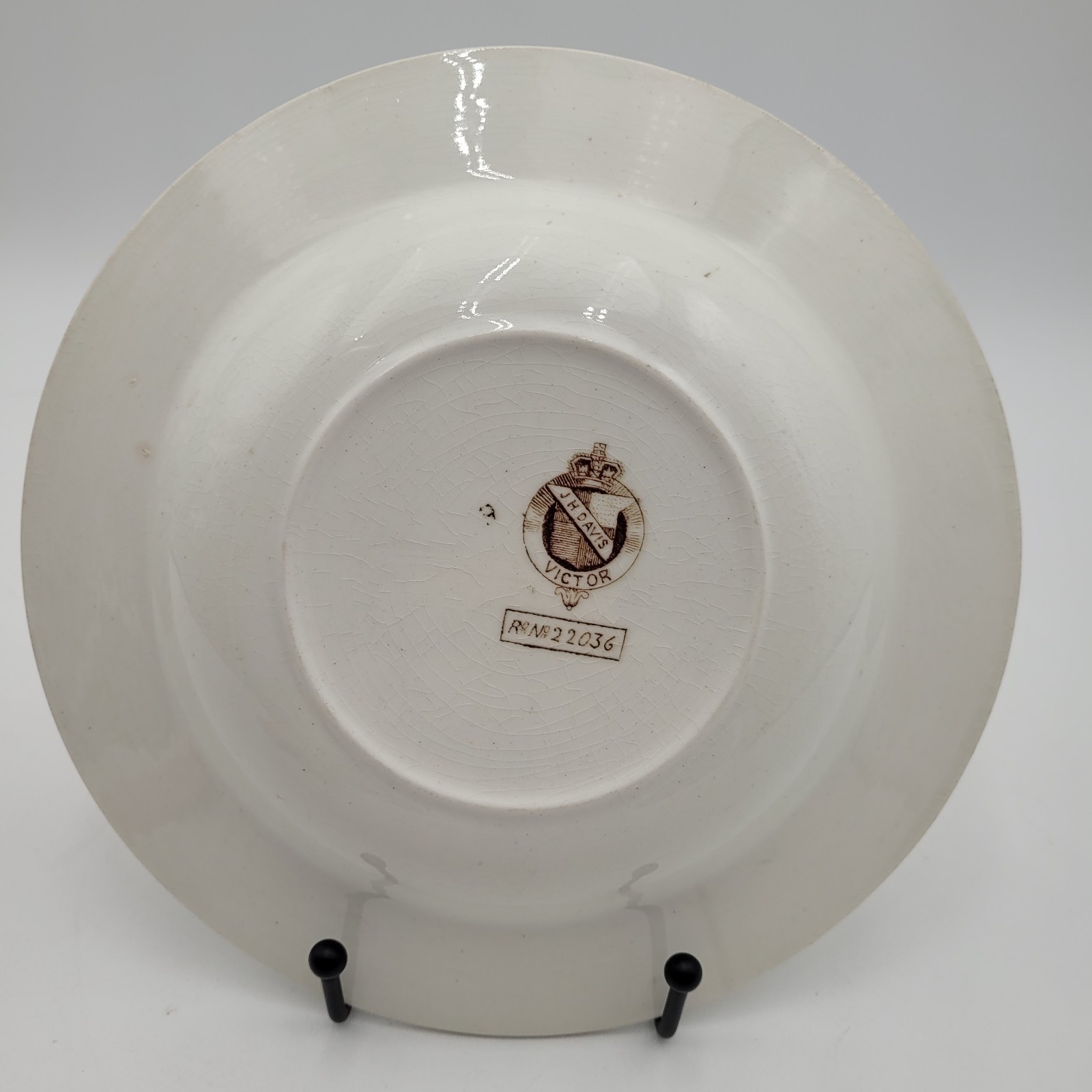 Antique c1890 JH Davis Victor Brown Earthenware Transferware Windmill Dish Plate