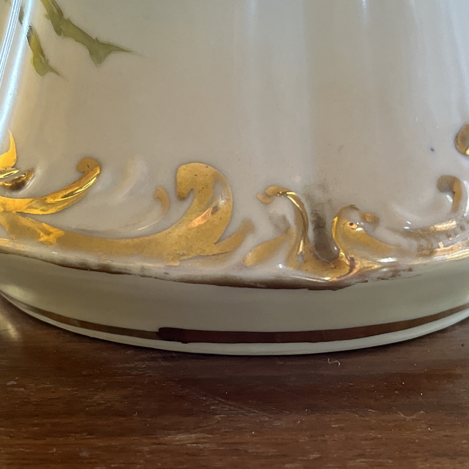 Antique Tall Pitcher Hand Painted Vase Tankard Ewer Roses Gold 15.5
