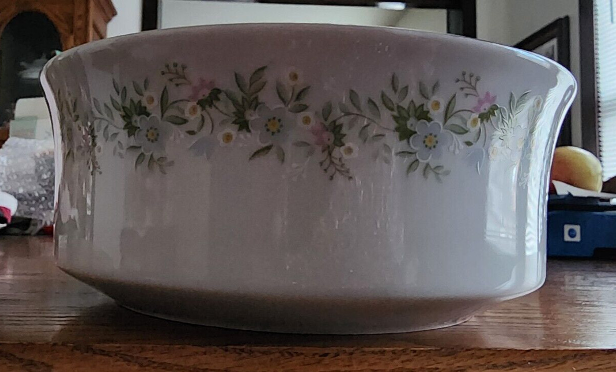 Forever Spring Vegetable Bowl 7 1/2″ Round Haviland Bavaria White Blue Platinum!