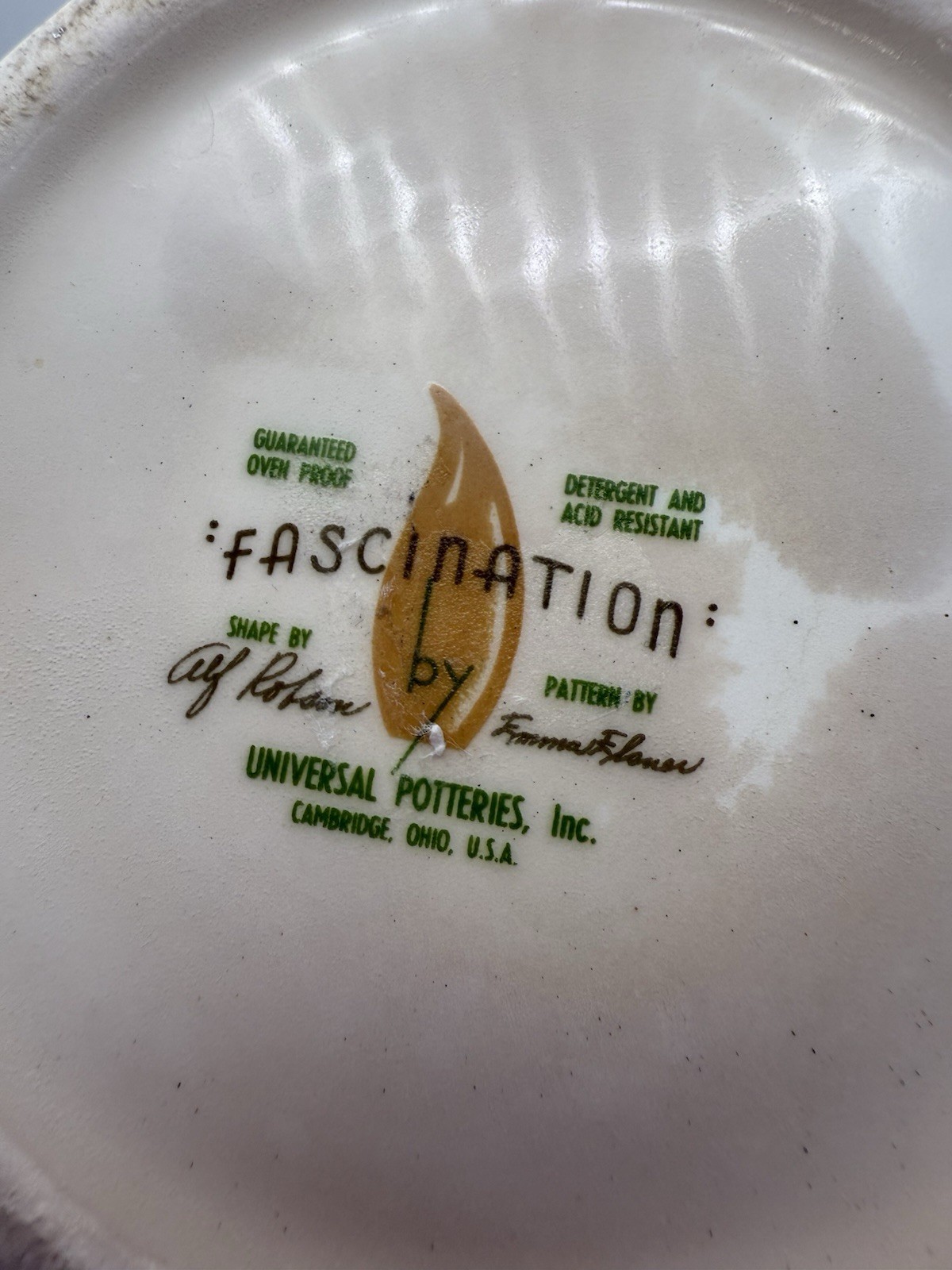 Vintage MCM Ivory White Pitcher Fascination by Universal Potteries 11 inches *