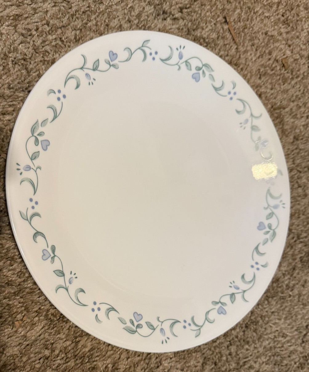 Corelle Country Cottage Blue Hearts Set Of 5 Dinner Plates and 5 Cereal Bowls