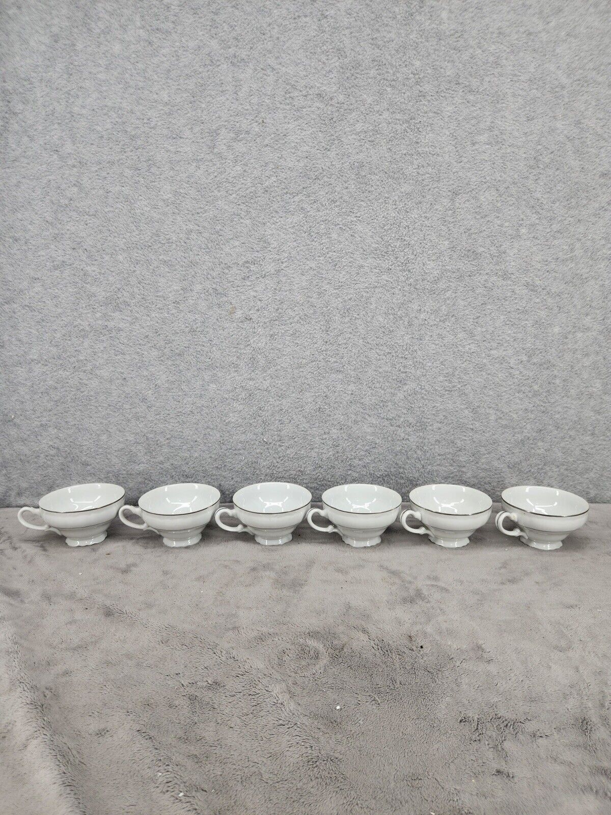 Lot Of 6 Vintage Harmony House Tea Cups Nora Platinum #3857 Fine China Japan