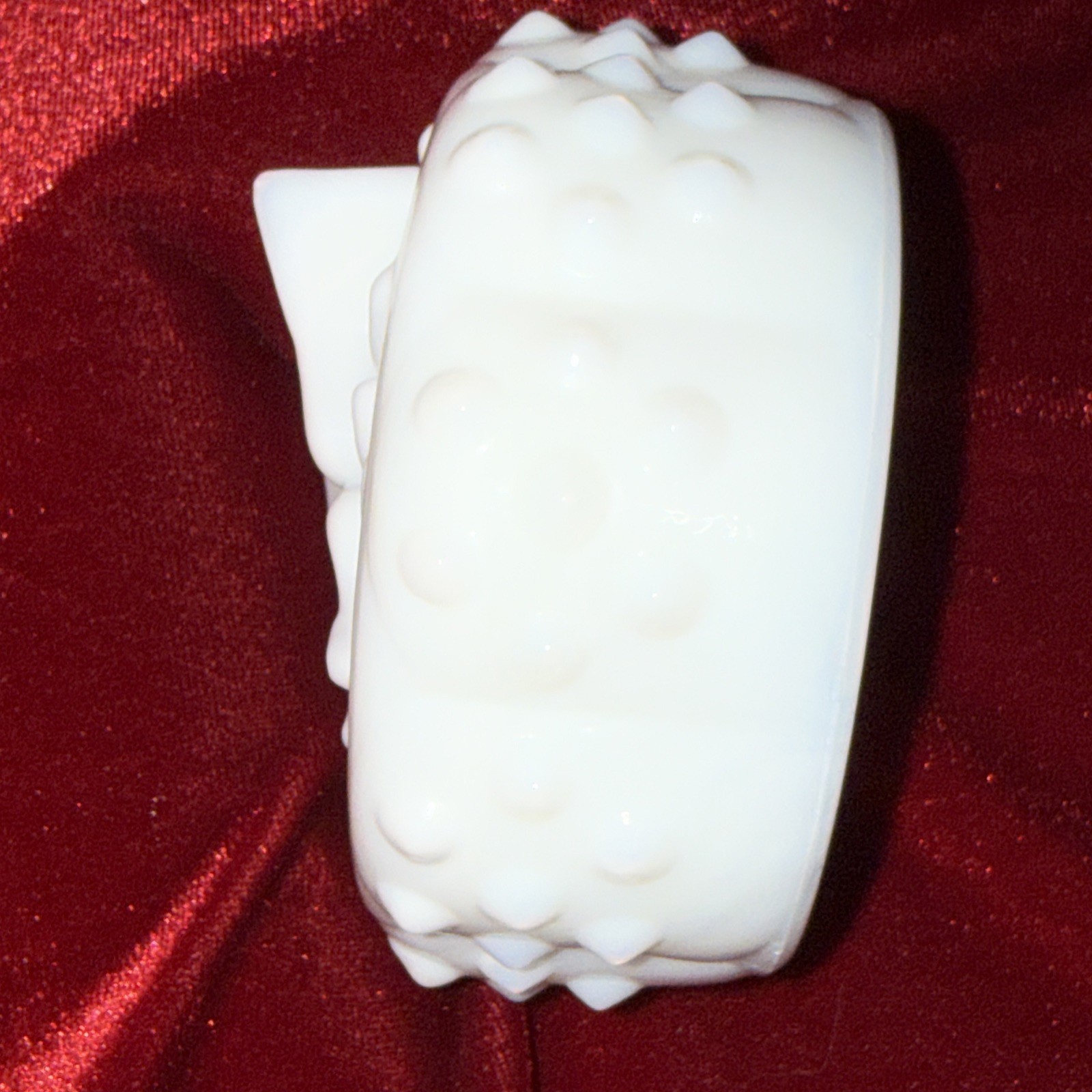 Vintage 6” Fenton 1970s Milk Glass Hobnail Jar Butterfly Lid Scalloped Edge