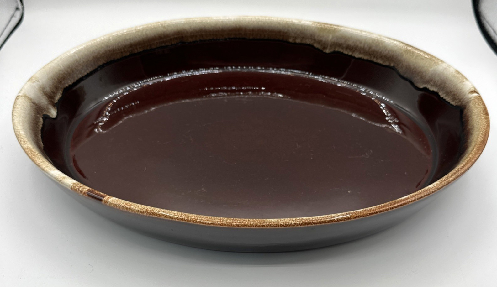 Pfaltzgraff 14” Oval Brown Drip Glaze Serving Casserole Dish #25 14x11x2 MCM Vtg