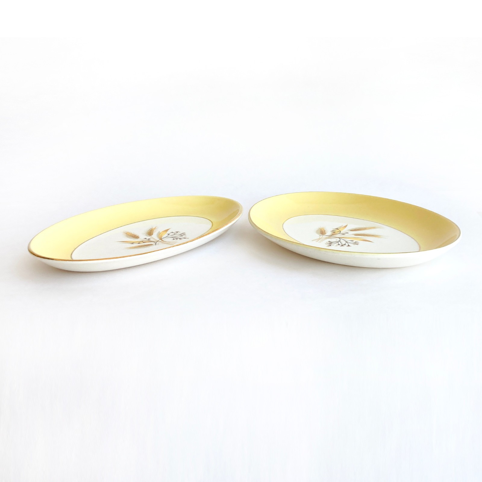 Autumn Gold Century Service 8.5″ Oval Relish Plates Set of 2 VTG Hard-To-Find