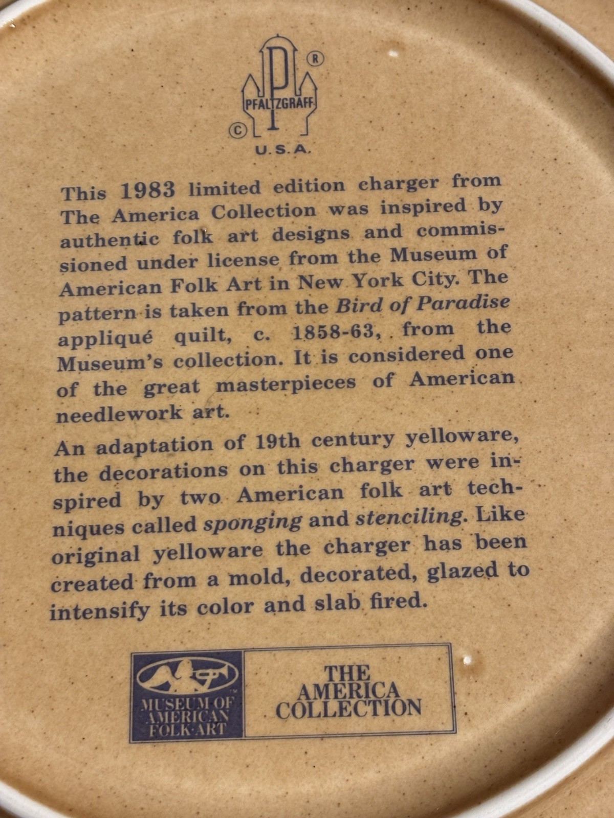 Title Pfaltzgraff The America Collection 10pc Set 1983 Limited Edition Folk Art